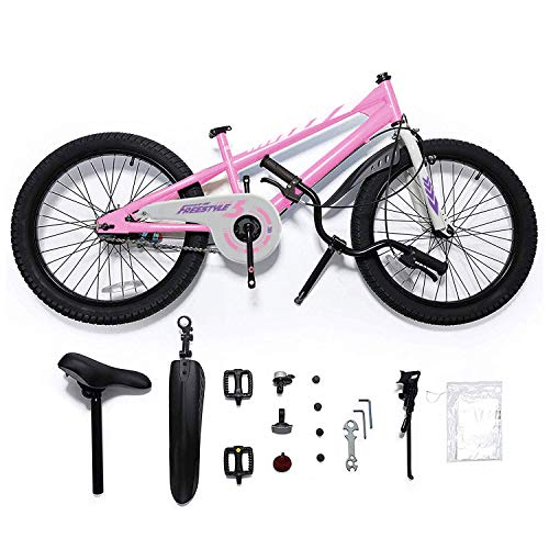 RoyalBaby Kids Bike Boys Girls Freestyle BMX Bicycle With Kickstand Gifts for Children Bikes 20 Inch Pink