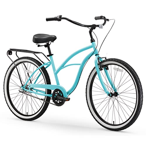 sixthreezero Around The Block Women's Beach Cruiser Bicycle, 3-Speed, 26" Wheels, Teal Blue