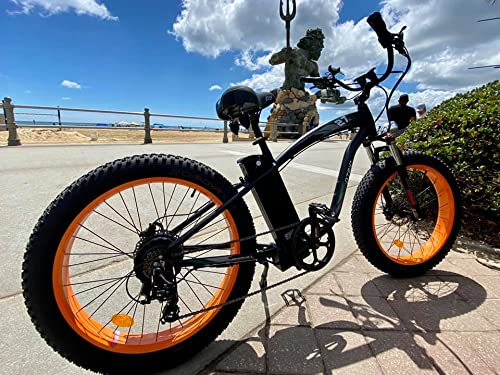 ECOTRIC UL Certified 750W Electric Bike 26" Fat Tire Adult Electric Bicycles 48V 13AH Removable Lithium Battery Ebike with Suspension Fork Aluminium Frame Beach Snow Mountain E-Bike for Adults Orange
