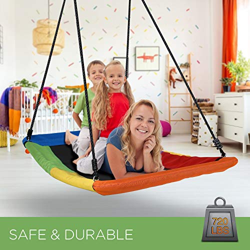 Trekassy 700lb Giant 60" Skycurve Platform Tree Swing for Kids and Adults Textilene Wear- Resistant with 2 Hanging Straps