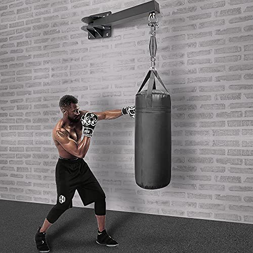 BeneLabel Wall Mount Heavy Bag Hanger, Heavy Duty Punching Bag Stand, Boxing Bag Bracket for Home Gym Indoor Outdoor, 7 Angle Adjustment for Different Walls, 18inch, 800 LB Capacity