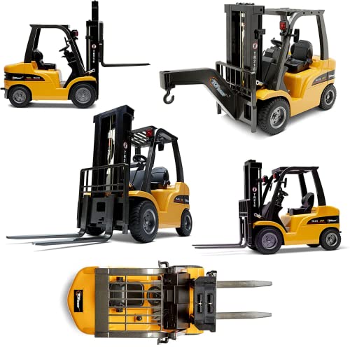 Top Race Jumbo Remote Control Forklift 13 Inch Tall, 8 Channel Full Functional Professional RC Forklift Construction Toys, High Powered Motors, 1:10 Scale - Heavy Metal Forklift RC - (TR-216)