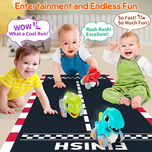 Yunaking Car Toys for 1 Year Old Boy Friction Powered Dinosaur Cars Toddler Toys Age 1-2 Inertia Cars Baby Toys 12-18 Months First Birthday Gifts for 1 2 3 Year Old Boys Girls