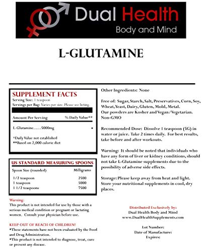 Pure L-Glutamine 5000mg Powder (2 lbs) Bulk Supplements