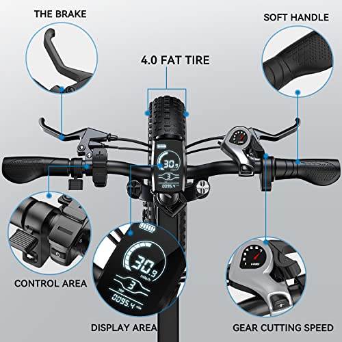 G-Force Folding Electric Bicycle, 20-inch 4.0 Fat tire, Detachable Battery, 7-Speed Gear City Commuter Electric Bicycle.