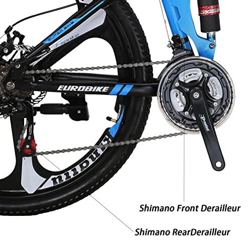 OBK G4 26" Full Suspension Folding Mountain Bike 21 Speed Bicycle Men or Women MTB Foldable Frame (Blue)