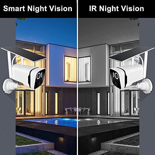 ZHXINSD Solar Security Cameras Outdoor Wireless - 100% Wire-Free Battery Powerd Security Camera System - 2K 10CH 4 Cameras Set- 2-Way Audio -Color Night Vision IP66-64GB TF Card - No Monthly Fee…