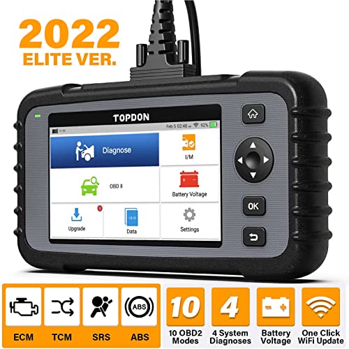 OBD2 Scanner, TOPDON ArtiDiag500 Scan Tool, 2022 Newest Check Engine/SRS/ABS/Transmission Code Reader, Diagnostic Scanner, AutoVIN, DTC Library, Battery Test, 5.0” Touchscreen, Free Lifetime Update