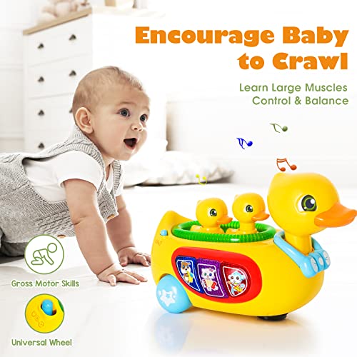 LACCHOUFEE Baby Toys, Musical Duck Crawling Baby Toys for 12-18 Months, Early Learning Educational Toy with Light & Sound, Birthday Toy for Infant Toddler Boy Girl 7 8 9 10 11 Month 1-2 Year Old
