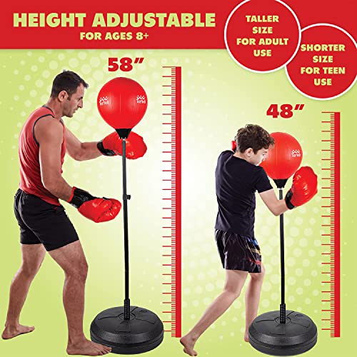 Sportsvelt Punching Bag with Stand & Boxing Gloves – Free Standing Punching Ball Reflex Bag for Adults & Teens with Adjustable Height - Speed Bag for MMA Training, Home Gym, Boxing, Fitness,