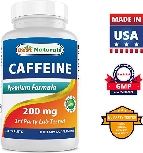 Best Naturals Caffeine Pills 200mg 120 Tablets - Non Habit - Proven No Crash or Jitters