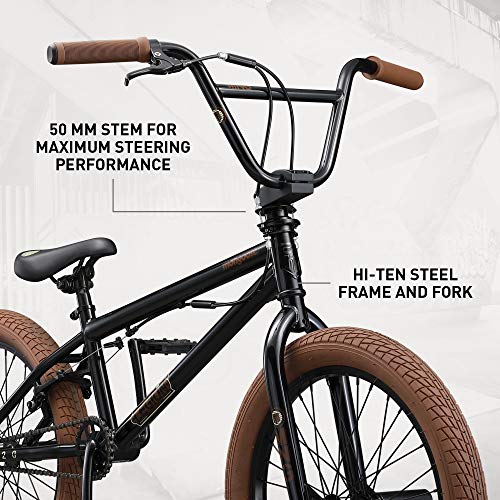 Mongoose Legion L20 Freestyle BMX Bike Line for Beginner-Level to Advanced Riders, Steel Frame, 20-Inch Wheels, Black