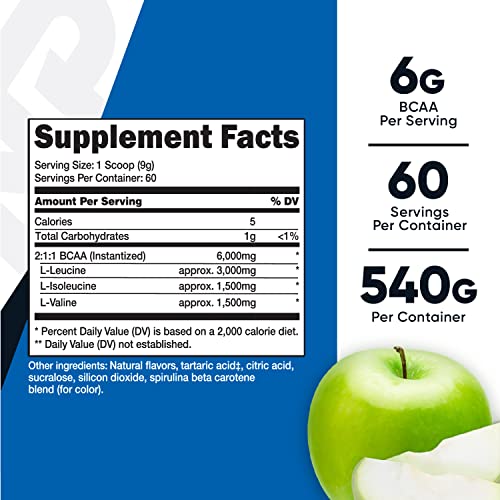 Nutricost BCAA Powder - 2:1:1 (Green Apple) - 60 Servings