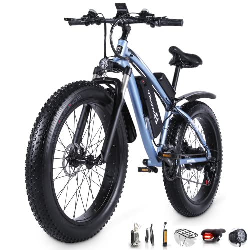 Shengmilo Electric Bike Adults 1000W 26" Tire Motor Ebike 48V13Ah Lithium-Ion Removable Fast Charging Battery Snow Beach Mountain 21-Speed Gear Bicycle Pedal Assist Disc Brake RoSH UL Certified (Blue)