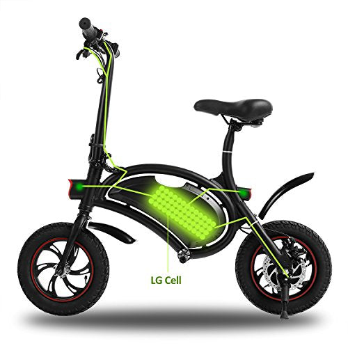 350W Folding Portable Electric Bike with 36V 6AH Lithium-Ion Battery Aluminum Bluetooth Control E-Bike APP Speed Setting Waterproof Electric Bicycle (Black)