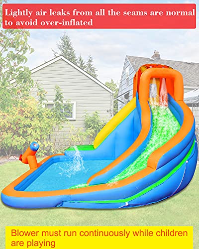 RETRO JUMP Inflatable Water Slide, Kids Pool Waterslide, Backyard Water Park with Blower, Stakes, Water Tube, Storage Bag, Patch Kits Included