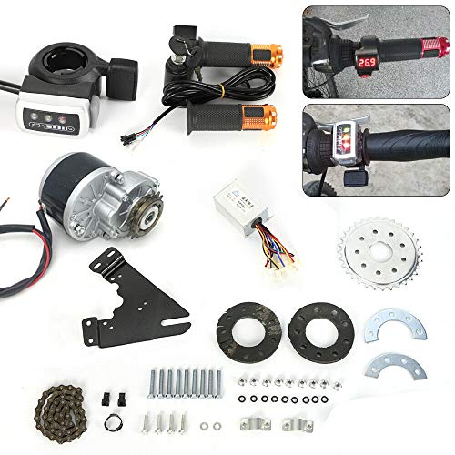 KIOPOWQ 24V 250W Electric Bike Left Side Drive Motor Kit Mountain Bicycle Conversion Kit with Twist Throttle，Can Fit Most of Common Bicycle