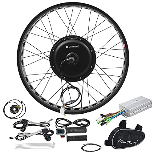 Voilamart Electric Bicycle Kit 26" Rear Wheel with 3.23" Width Rim 48V 1000W E-Bike Conversion Kit, Cycling Hub Motor with Intelligent Controller and PAS System for Road Bike