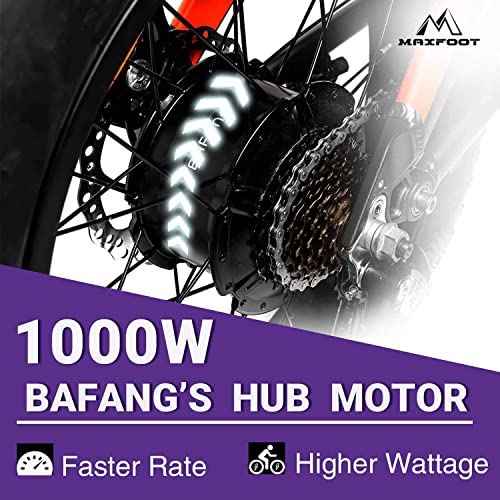 1000W Electric Bike, Maxfoot Folding Electric Bike for Adults 20" Ebike 48V 14AH Removable Lithium Battery, Electric Bicycles with Full Suspension Aluminum Frame, Electric Mountain Bike (Grape)