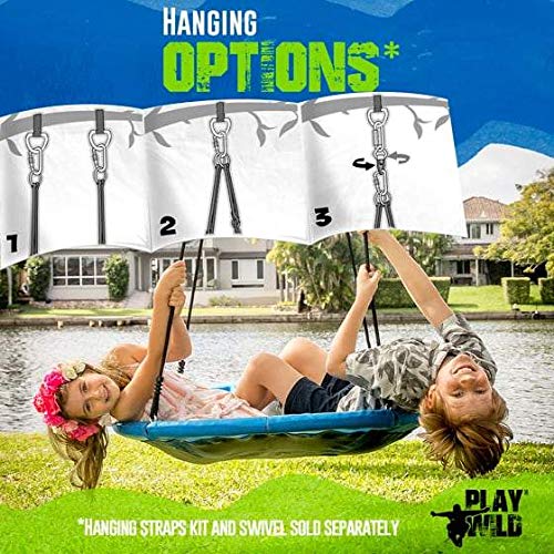 Saucer Tree Swing - 40" Round Outdoor Swing Set - NEW Improved 2020 - Attaches to Trees or Existing Swing Sets - Create Your Own Backyard Playground - Adjustable Hanging Ropes - Kids, Adults and Teens