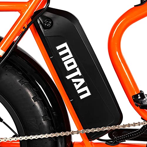 Addmotor MOTAN Electric Bike Step Through 20 inch Fat Tire 750W Motor E Bike Removable 17.5Ah Lithium Battery Throttle Pedal Assist M-66 R7 Power Bikes for Adults+Fenders+Headlight (Orange)