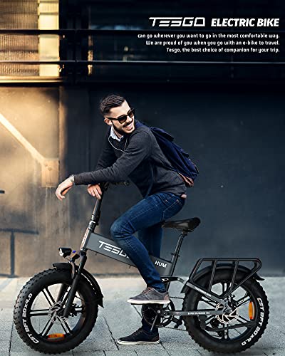 Folding Electric Bike for Adult 750W 32MPH, TESGO Hummer Pro 48V 14.5AH 20" Fat Tires Mountain Snow Battery Ebikes, Shimano 8-Speed, Full Suspension, Hydraulic Brakes Electrice Bicycle for Men/Women