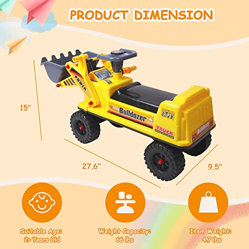 COLOR TREE Ride-On Bulldozer Truck Toy Tractor Construction Vehicle for Kids Boys