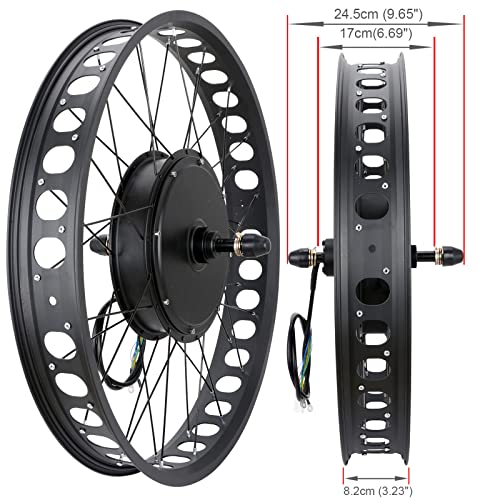Voilamart 26" Electric Bicycle Conversion Kit Rear Wheel, with 3.23" Width Rim 48V 1500W E-Bike Powerful Hub Motor Kit with Intelligent Controller and PAS System, Restricted to 750W for Road Bike