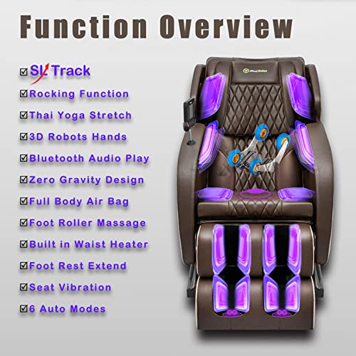 Real Relax 2022 Updated Massage Chair, Full Body Zero Gravity Shiatsu Robots Hands SL Track Massage Recliner with Bodyscan Heat, Favor-05 Khaki and Brown