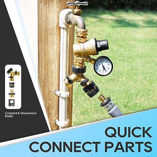 RVGUARD RV Water Pressure Regulator Kit, Inline Water Filter NSF Certified, Hose Splitter, Flexible Connector, Hose Quick Connect, Complete Kit for Fresh Water Hook Up
