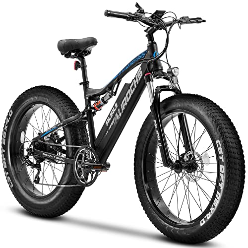750W Electric Bikes 4.0 Fat Tire Bike with 48V/15AH Battery, 26 Inch Electric Mountain Bike with Dual Hydraulic Brakes, Full Air Suspension, Colorful Display and Shimano 7-Speed
