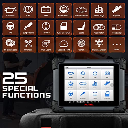 Autel Scanner Maxisys CV MS908CV: Diagnostic Scan Tool for Heavy Duty Truck/ Semi Truck/ Commercial Cars, 2022 Newer Model of MS906CV, MS908S, 25+23 Service Functions, J2534 ECU Coding, Full Diagnosis