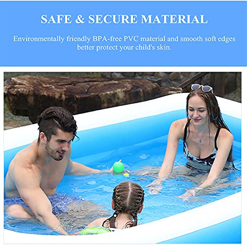 Tochiyoga Inflatable Swimming Pool, Full-Sized Family Kiddie Blow up Pool Thickened Wear-Resistant Big Above Ground Pools for Baby Kids Adults Toddlers Garden Backyard Party (120" X 72" X 24")