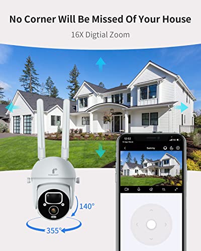 P Panoraxy 2.5K 4MP Solar Security Camera Wireless Outdoor 360°View 2.4G WiFi Home PTZ Camera, Color Night Vision Battery Powered, Motion＆Human Detect, Pan Tile, Works with Alexa & Google Assistant