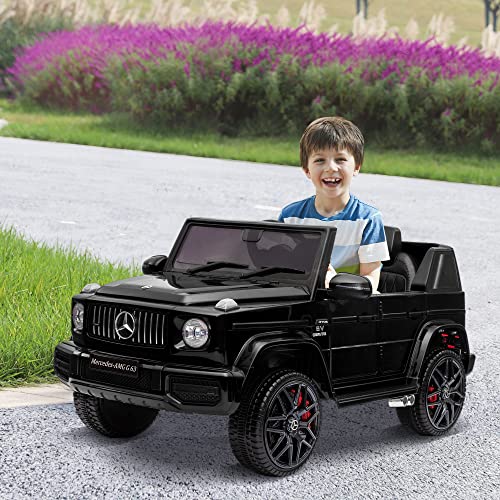 TOBBI Electric Car for Kids, Licensed Mercedes Benz G63 Kids' Electric Vehicle, 12V Kids Ride On Car with Parents Remote Control, Openable Doors/Spring Suspension System/Music's Play/Led Lights-Black