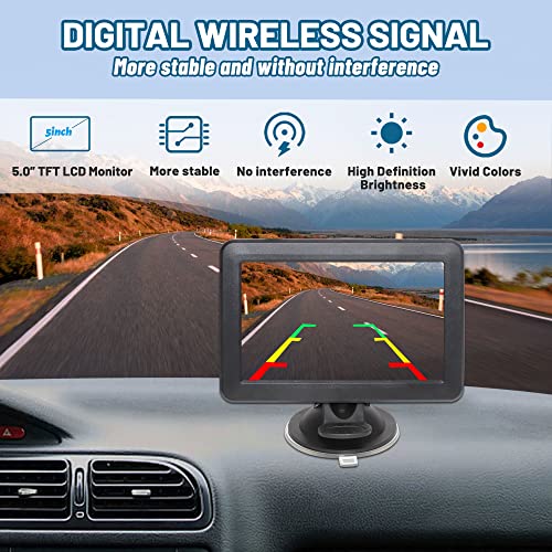 EWAY Wireless WiFi Magnetic Hitch Backup Camera 5'' LCD Monitor Display for Gooseneck Horse Travel Boat Trailer RV Camper Truck Side Rear View Reverse Camera Portable Battery Powered IR Night Vision