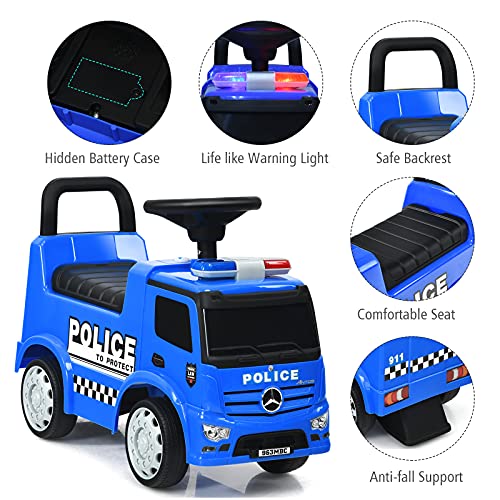 HONEY JOY Ride On Push Car, Licensed Mercedes Benz Push Cars for Toddlers w/Horn, Music, Lights, Under Seat Storage, Foot-to-Floor Ride On Fire Truck Toy for Kids Boys Girls 1-3, Blue