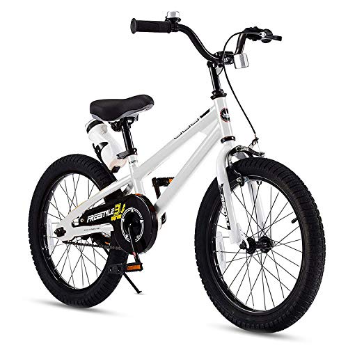 RoyalBaby Kids Bike Boys Girls Freestyle BMX Bicycle With Kickstand Gifts for Children Bikes 18 Inch White