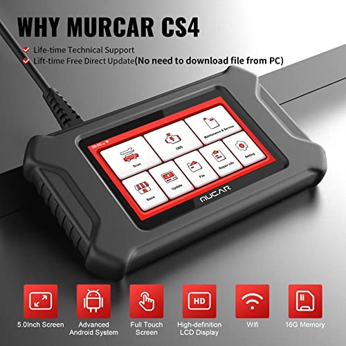 mucar Car Scanner, CS4 4 Systems OBD2 Scanner ABS SRS Engine Transmission Diagnostic Scan Tool for All Vehicles，5 Free Oil/EPB/SAS/TPMS/Throttle Body Reset Escanner Automotriz, Life-time WiFi Update