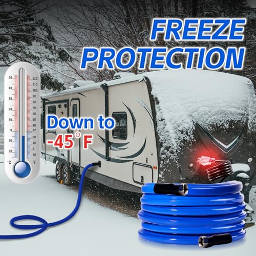 100FT Heated Water Hose for Rv, -45 ℉ Freeze Protaction Heated Water Hose, Heat Garden Hoses, Rv Water Hose for Winter, Rv Accessories