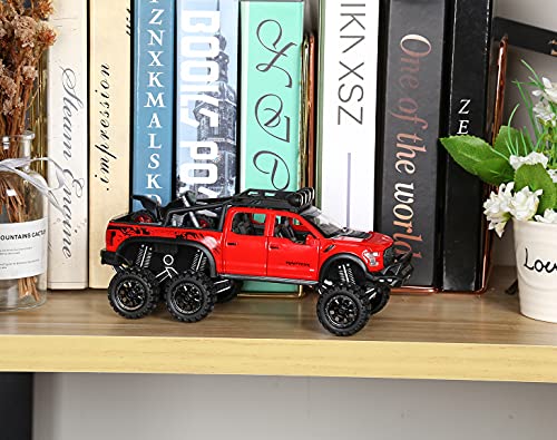 SASBSC Toy Pickup Trucks for Boys F150 Raptor DieCast Metal Model Car with Sound and Light for Kids Age 3 Year and up RED
