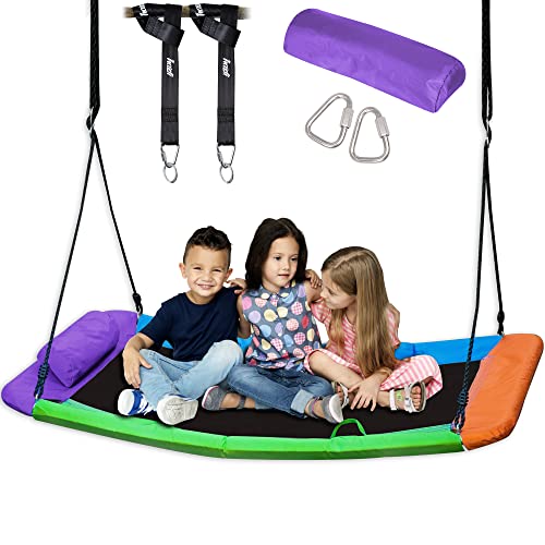 Platform Tree Swing for Kids and Adults – 60’’ Backyard Swing Set Kit with Accessories Included – Outdoor Replacement Saucer Swings Set with Frame - 700 lb Outside Swings with Free Straps