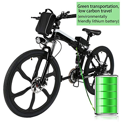 Angotrade 26 inch Folding Electric Bike Mountain E-Bike 21 Speed 36V 8A Lithium Battery Electric Bicycle for Adult Teen (Black)