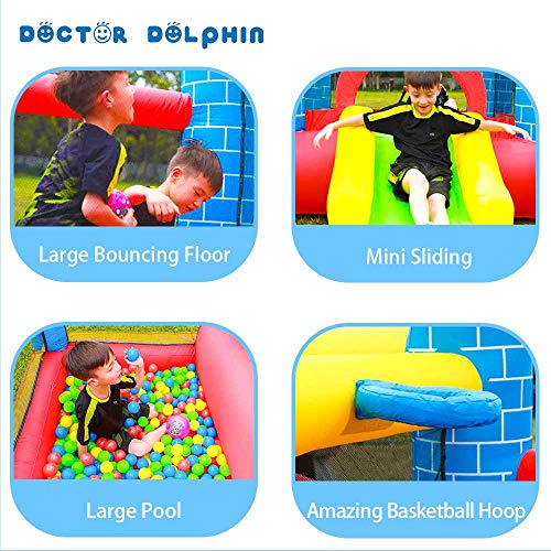 doctor dolphin Inflatable Toddler Bounce House with Slide Bouncy House for Kids Outdoor with Blower