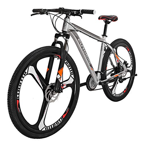 Eurobike Aluminum Mountain Bike 21 Speed HY X9 Dual Disc Brake 29 Mag Wheel Bike for Women/Men Silver