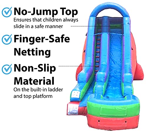18' Retro Inflatable Water Slide - Commercial Grade Backyard Bouncer / Use Wet or Dry - Includes: 1.5 HP Blower and Stakes