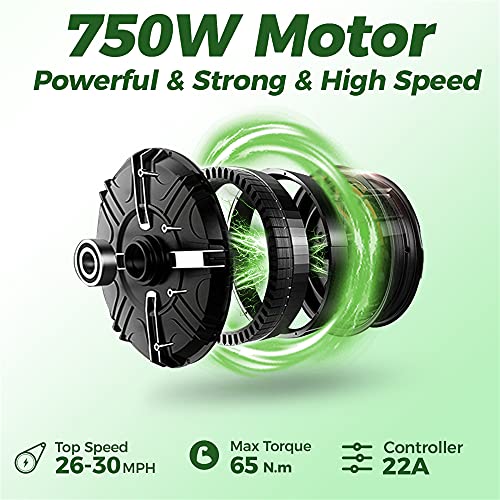 Electric Bike, EAHORA X7 Plus, 750W Powerful Bicycle, 15Ah Battery Stainless Aluminum Foldable Frame Suspension Recharge System Cruise System 20 Inch Wheel 8-Speed Transmission Hydraulic Brake (GREEN)