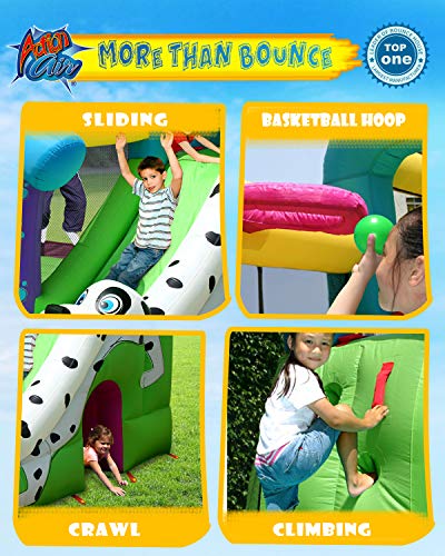 Action air Bounce House, Puppy Bouncy Castle with Slide, Inflatable Bouncer Included Air Blower for Kid, Durable Sewn with Extra Thick Material, for Kids (9109)