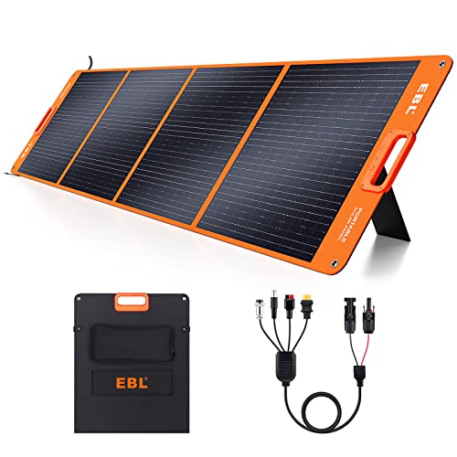 EBL 200W Portable Solar Panel for Power Station, Waterproof IP65 Foldable Solar Panel with MC-4 Anderson Output Connector for RV, Camping, Blackout