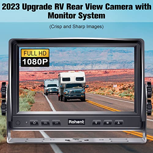 Dual RV Backup Camera System Upgraded: No Lag Easy Installation Plug and Play 7" Monitor HD 1080P Rear View Camera Wired Kit IP69 Waterproof IR Crystal Night Vision for Truck Trailer Camper Tractor R4
